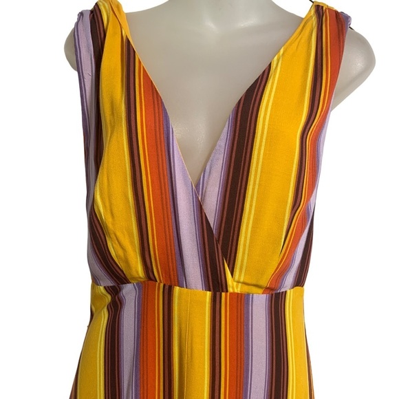 Miss Me Women’s Striped V-Neck Lined Sleeveless Maxi Dress - Multicolor Small - Picture 4 of 11